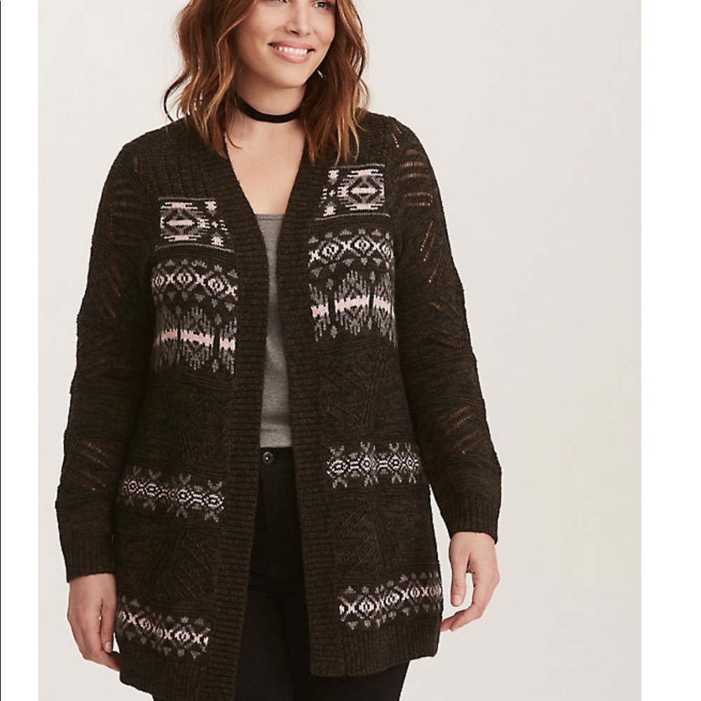 Plus Size 3X Torrid Geometric Knit Cardigan